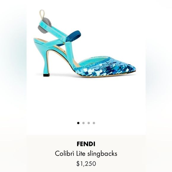 FENDI COLIBRI HEELS SHOES BLUE  NEW WITH TICKET - Picture 2 of 13